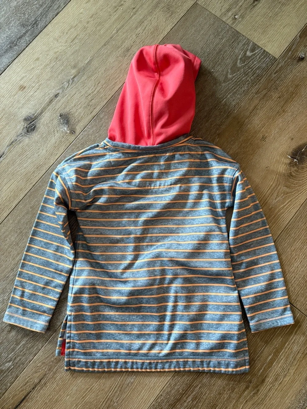 Nike Kids Hooded‎ Long-Sleeve Top in Gray and Coral Stripes Size 4T